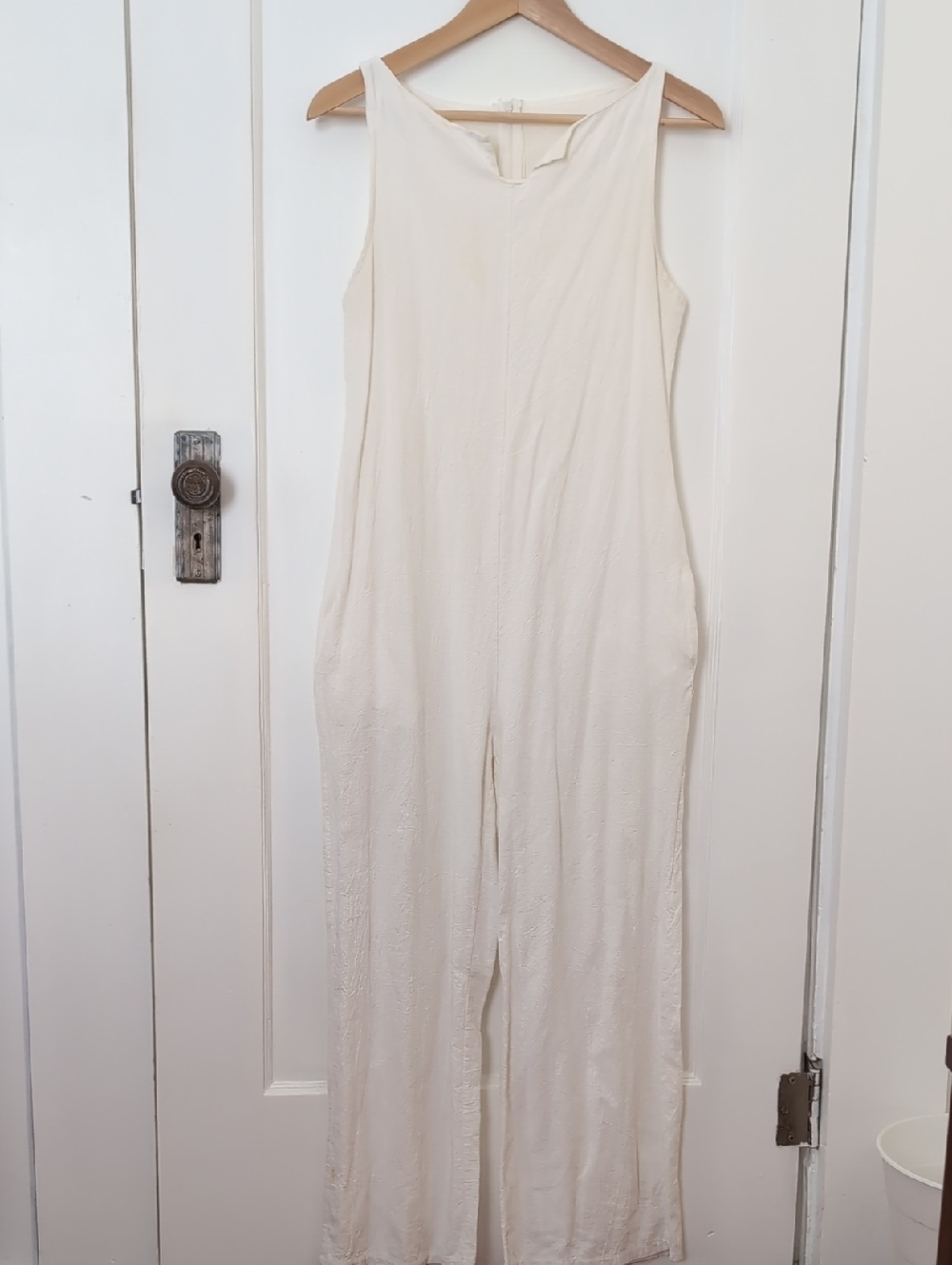 Cotton Sleeveless White/Cream Jumpsuit